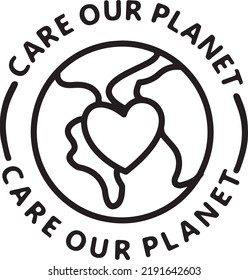 care our planet slogan graphic art world illustration 