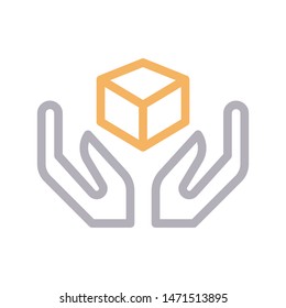 care parcel colour line vector icon