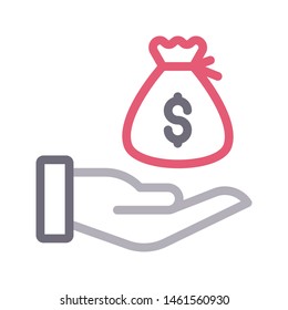 care pay colour line vector icon