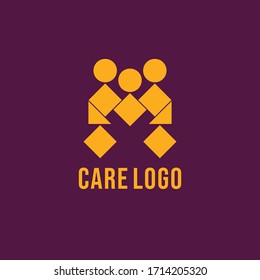 Care People Comunity Logo in shape. Yellow and Purple 