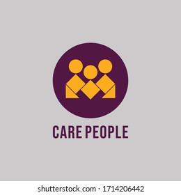 Care People Comunity Logo in shape. Yellow and Purple.