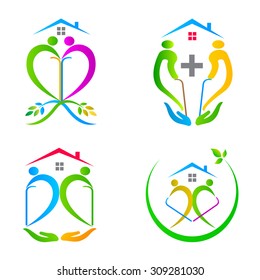 Care People Logo Vector Design Represents Senior Care Concept.