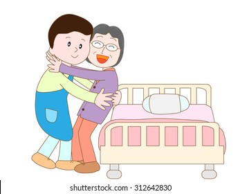 The care person who moves an elderly person from a bed