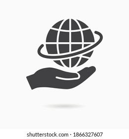 Care of planet icon. Vector illustration isolated on white.