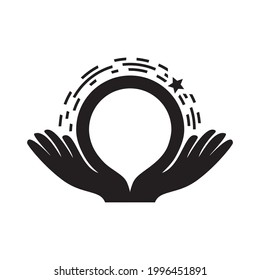 Care Planet logo concept vector. Two hands open and Star