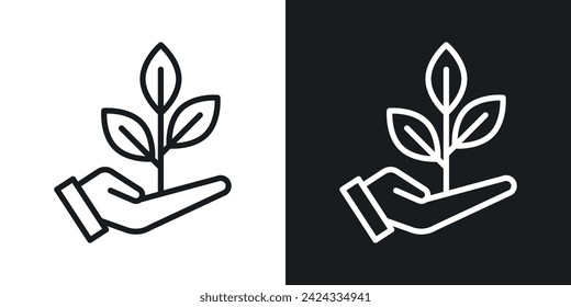 Care of Plant Icon Designed in a Line Style on White Background.