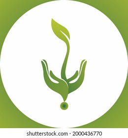 Pflege der Pflanzenkarte. Hand, halten, schneien, Blatt. Gartenkonzept. Vektorgrafik kann für Themen wie Wachstum, Pflanzung, Ökologie verwendet werden