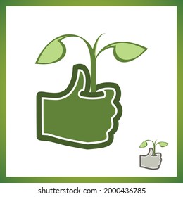 Care of plant line icon. Hand, holding, sapling, leaf. Gardening concept. Vector illustration can be used for topics like growth, planting, ecology