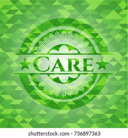 Care realistic green mosaic emblem
