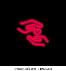 Care red glowing neon ui ux icon. Glowing sign logo vector