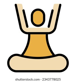 Care relax icon outline vector. Calm exercise. Person pose color flat