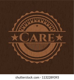 Care retro wooden emblem