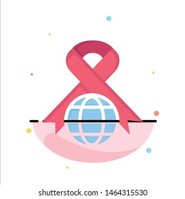 Care, Ribbon, Globe, World Abstract Flat Color Icon Template. Vector Icon Template background