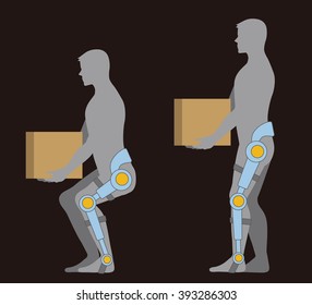 Care Robot, Lifting Support Machine, Vector Illustration