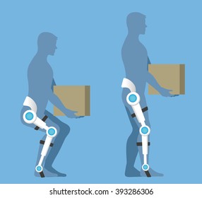 Care Robot, Lifting Support Machine, Power Suit, Vector Illustration