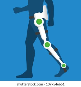 care robot, walking support machine, power suit, vector illustration