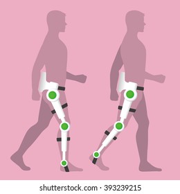 care robot, walking support machine, power suit, vector illustration