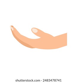 Care safe hand gesture vector art, one hand cupped flat illustration, empty hand holding something, open hand give or take