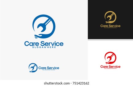 Care Service logo designs vector, Double Service logo template