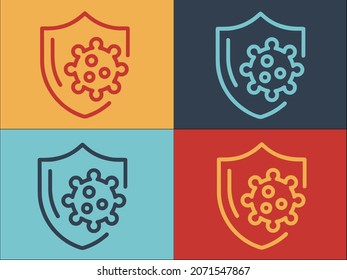 Logotipo de virus Escudo de la atención, icono sencillo y plano de la medicina, protección, medicina