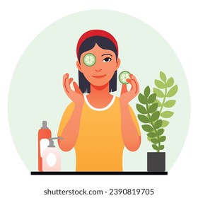 Care for skin around eyes concept