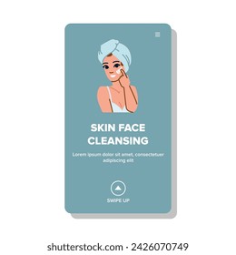 care skin face cleansing vector. happy young, cream healthy, cosmetic man care skin face cleansing web flat cartoon illustration
