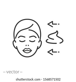 care skin icon, cream for face, thin line web symbol on white background - editable stroke vector illustration eps10