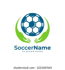 Care Soccer logo template, Football logo design vector