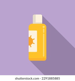 Care sunscreen bottle icon flat vector. Spa sun. Skin body