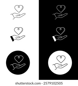 Care and Support Icon – Monoline Custom Hand-Drawn Style with Editable Stroke. Helping Hand and Compassion Illustration.