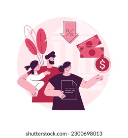 Care tax credit abstract concept vector illustration. Family support, low income, tax year, child care expense deduction, online application, bank account and bill payment abstract metaphor.