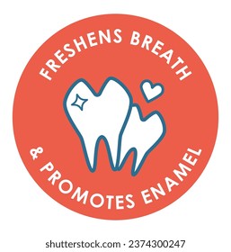 Care of teeth and oral cavity, whitening procedures, improving color and quality of enamel. Professional hygiene for patients. Label or emblem for product package, logotype vector in flat style