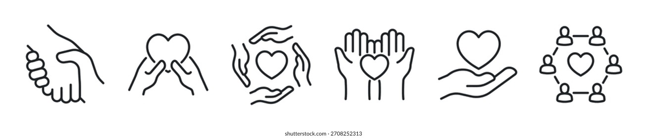 Care thin line icon set. Web minimal icons