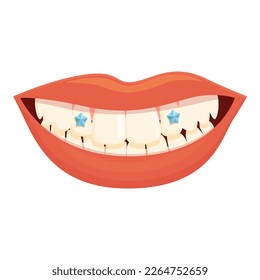 Care tooth gem icon cartoon vector. Dental health. Clean dent