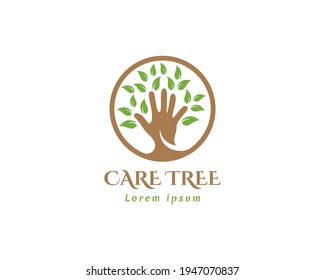 logotipo de árbol de cuidado creativo logo de árbol vector
