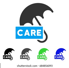 Care Umbrella flat vector pictograph. Colored care umbrella gray, black, blue, green icon variants. Flat icon style for graphic design.