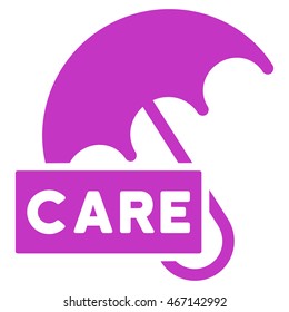 Care Umbrella icon. Vector style is flat iconic symbol with rounded angles, violet color, white background.