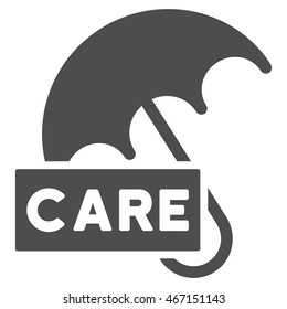 Care Umbrella icon. Vector style is flat iconic symbol with rounded angles, gray color, white background.