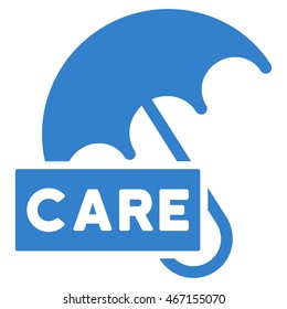 Care Umbrella icon. Vector style is flat iconic symbol with rounded angles, cobalt color, white background.
