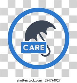 Care Umbrella vector bicolor rounded icon. Image style is a flat icon symbol inside a circle, smooth blue colors, transparent background.