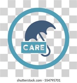 Care Umbrella vector bicolor rounded icon. Image style is a flat icon symbol inside a circle, cyan and blue colors, transparent background.