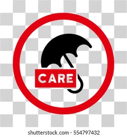 Care Umbrella vector bicolor rounded icon. Image style is a flat icon symbol inside a circle, red and black colors, transparent background.