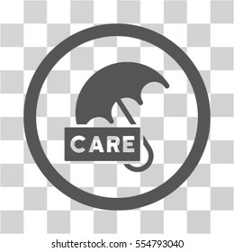 Care Umbrella vector rounded icon. Image style is a flat icon symbol inside a circle, gray color, transparent background.