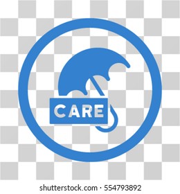 Care Umbrella vector rounded icon. Image style is a flat icon symbol inside a circle, cobalt color, transparent background.