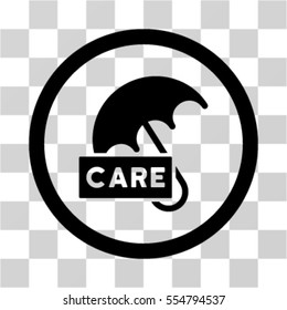 Care Umbrella vector rounded icon. Image style is a flat icon symbol inside a circle, black color, transparent background.