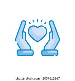 Ilustración de iconos de color azul del vector de cuidado. archivo EPS 10