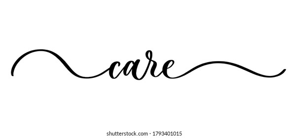 Care - vector calligraphic inscription with smooth lines.