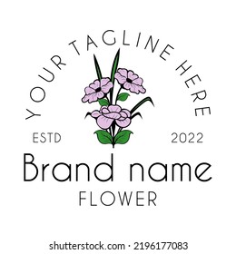 care vector design logo. flower leaves and twigs in a simple and minimalist style