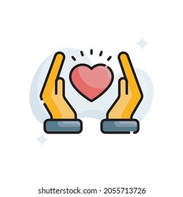 Care vector filled outline icon style illustration. EPS 10 file