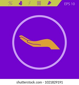 care vector icon suitable for support, preservation theme. Flat design style on a violet background.